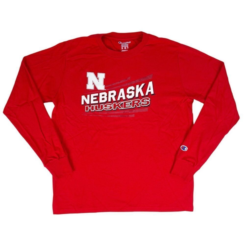 Champion Nebraska Huskers NCAA‎ Kids Red Long Sleeve Logo T-Shirt Size YXL